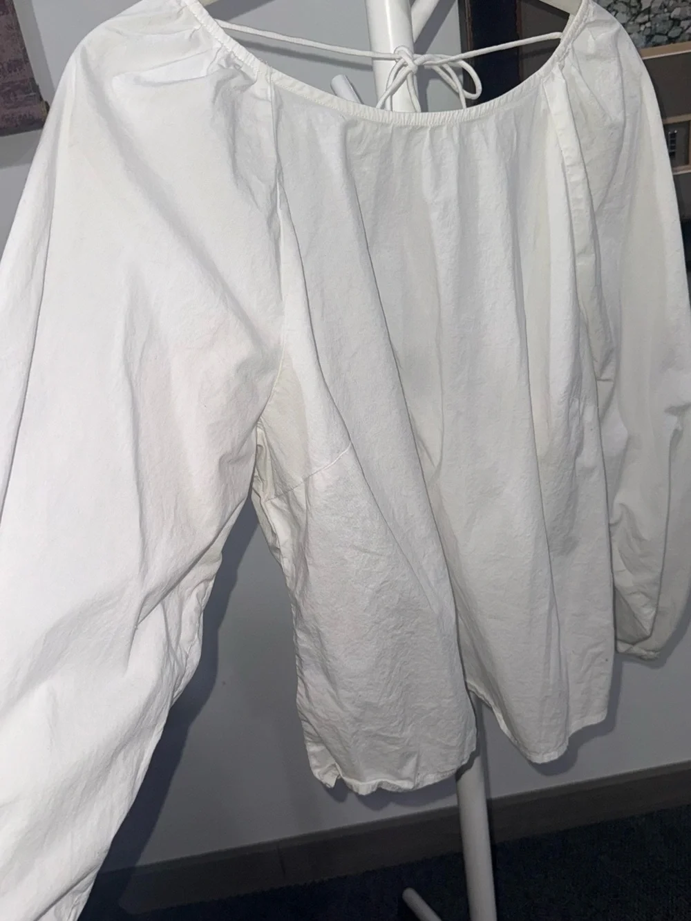 J. Crew White Open-Back Peasant Blouse
